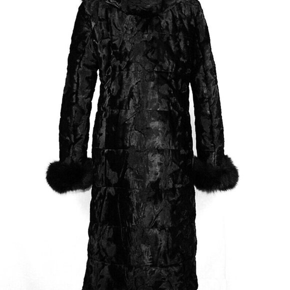 MARIELLA BURANI COAT BLACK COTTON & VISCOSE FOX US SIZE 12 NEW MADE IN ITALY 117 - Picture 3 of 7